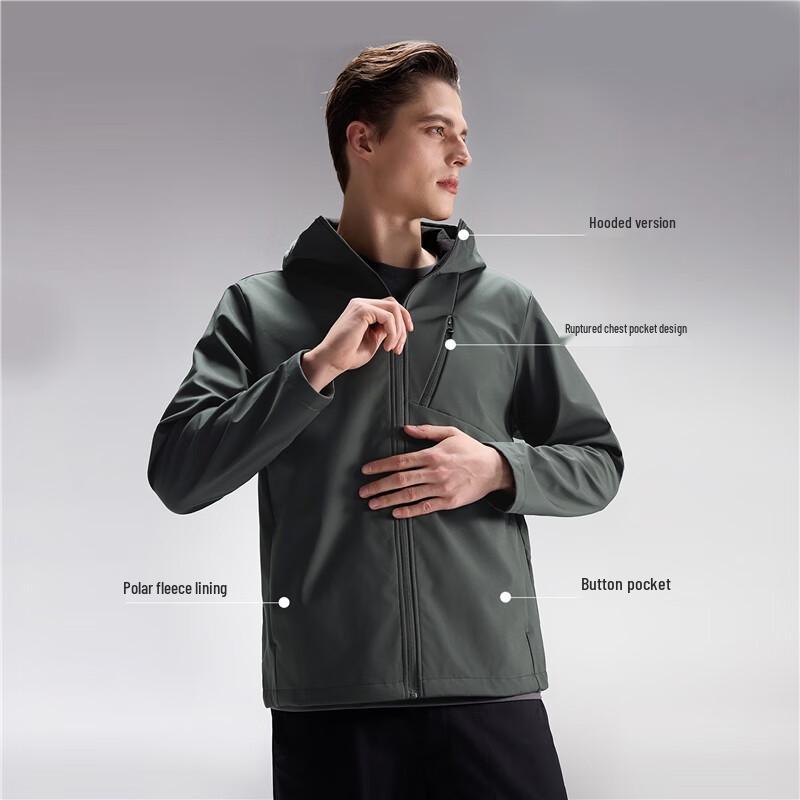 GIORDANO Men's Hooded Fleece Softshell Jacket