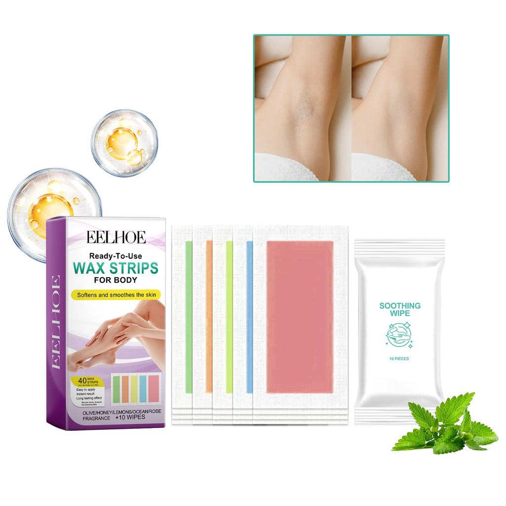 Eelhoe Gentle Hair Removal Wax Strips For Arms Underarms And Legs With Soothing Wipes