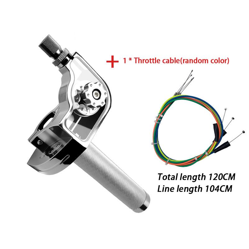 Motorcycle 22mm Quick Action CNC Throttle Grip Aluminum With Cable Accelerator Moped Scooter серебряный