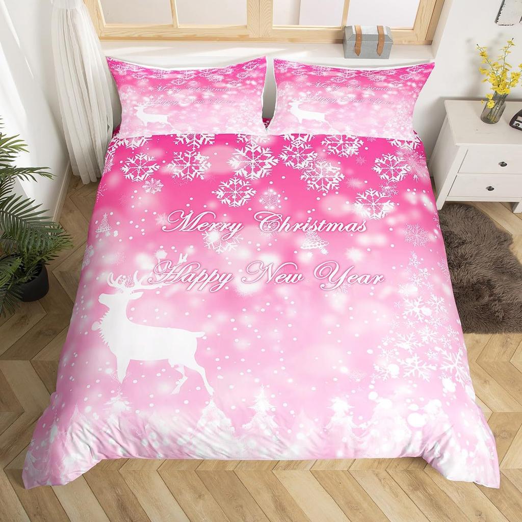 Cartoon Weihnachtsmann Dreiteiliger Bettbezug 3D Digitaldruck Bettwäscheset Bettdecke