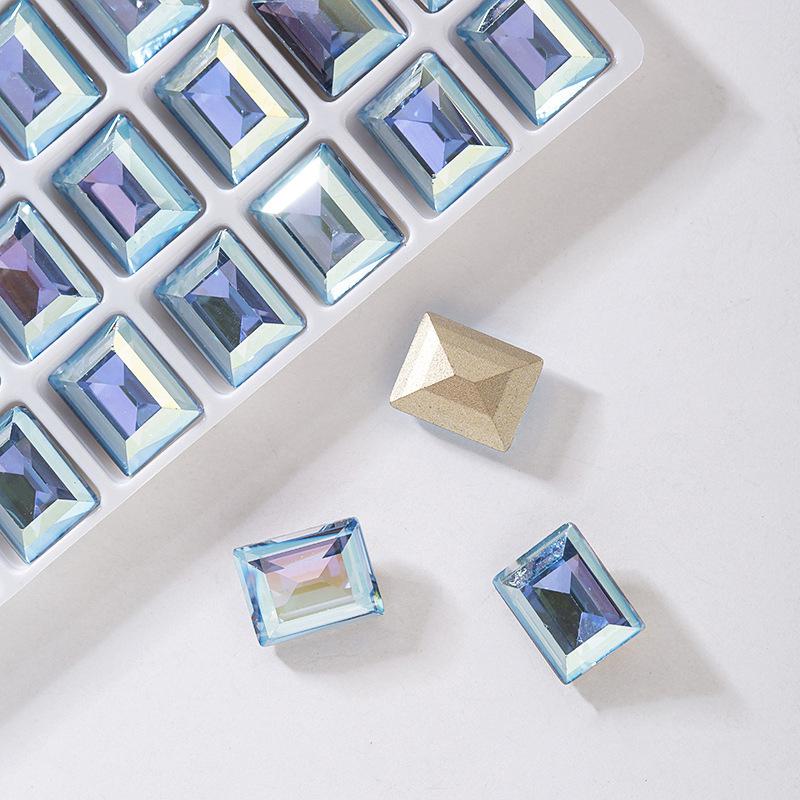 Mocha Light High-Quality K9 Rhinestones: Super Shiny 6x8mm Rectangle for Nail Art Jewelry