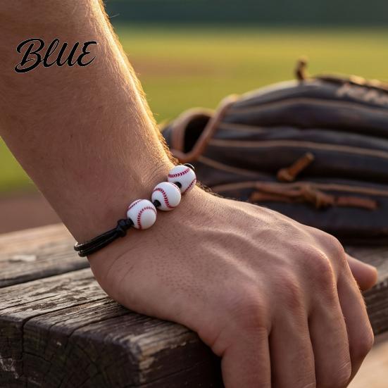 Black Cord Sports Bracelet 4 Pcs Balls Braided Rope Bracelets Adjustable String Bracelet Handmade Woven Team Jewelry Gifts for Men Women Simple
