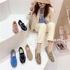 Fashion Autumn Weaving Princess Shoes Fashion Square Toe Casual Ballet Flats Shoes Women's Knitted Flat Bottom Soft Sole Walking Shoes