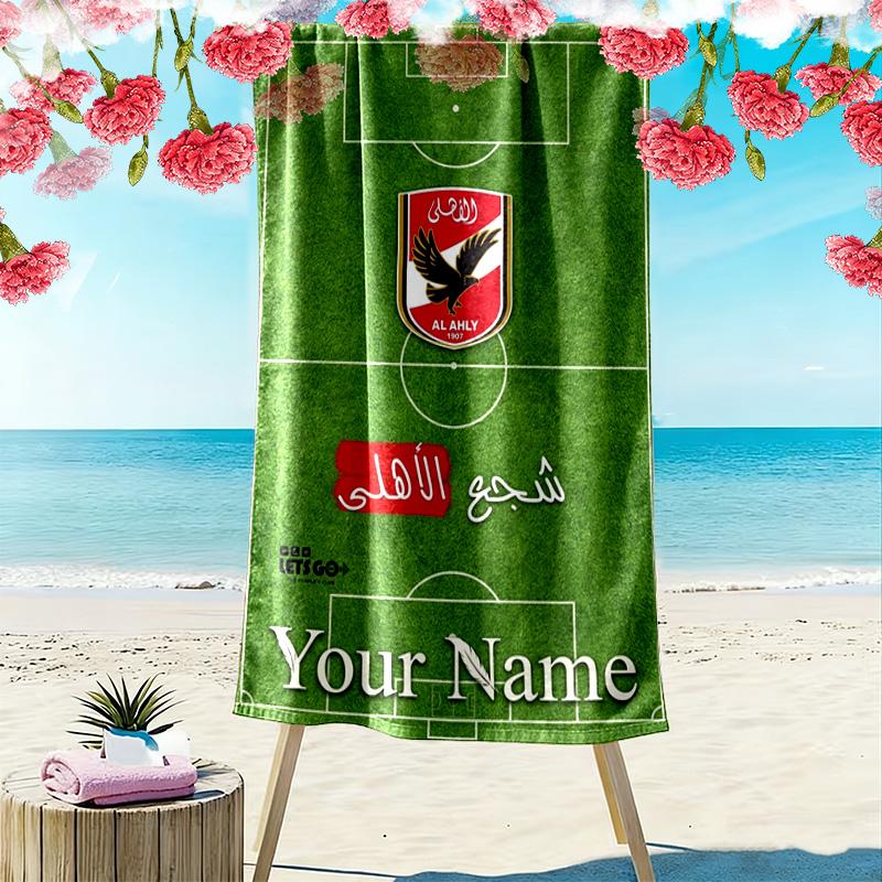 Name Custom Al Ahly Sporting Print Beach Towel, Large Soft Quick Dry Towel for Beach Camping Swimming