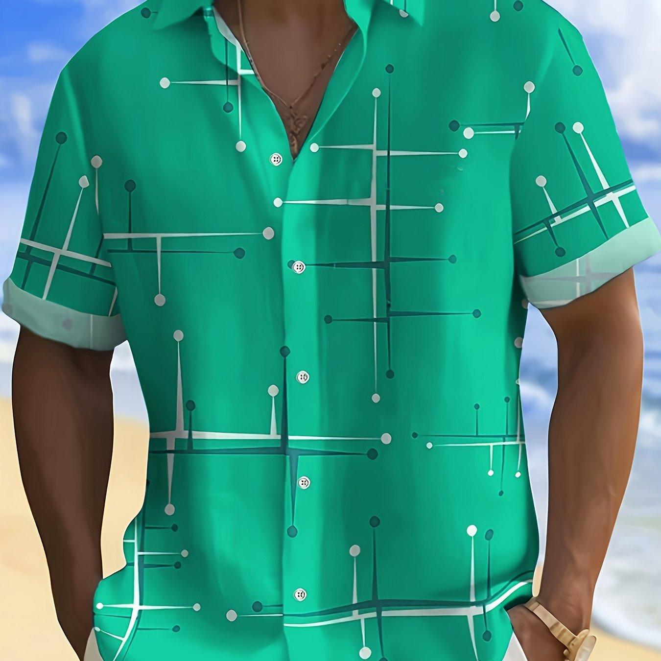 

Мужская модная рубашка с коротким рукавом, нерегулярный принт, отворот XXXL