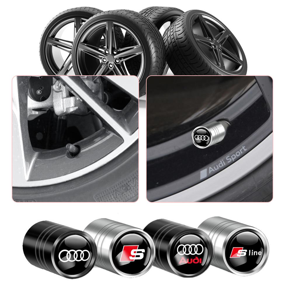 4pcs/set Car Metal Tire Valve Stem Caps For 8lcbk Sline A3 A1 A4 B8 B7 A6 C7 A5 A7 A8 B9 B6 C6 Q2 Q3 Q5 Q7 TT S3 Auto Accessories lcbk8