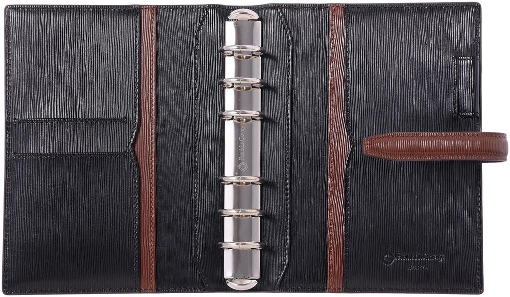 Franklin Planner Lustre Embossed Leather Binder, 23mm, Pocket Size, Brown/Black, 86071