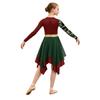 Girls Worship Dance Dress Long Sleeve Color Block Patchwork Irregular Hem Elegant Stage Performance Gown