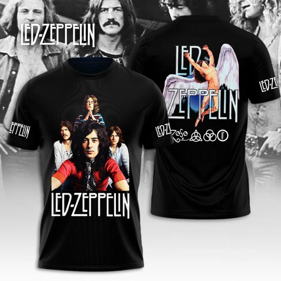 Koszulka LED Zeppelin z nadrukiem 3D Retro Street Amerykańska z krótkim rękawem Odpowiednia zarówno dla mężczyzn, jak i kobiet Fanów