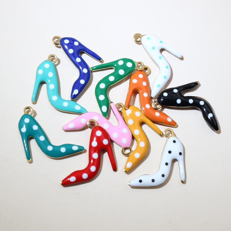

20pcs 16x14mm Stainless Steel Enamel High Heels Shoes Charms Pendant for Earrings Necklace Bracelet DIY Jewelry Accessories
