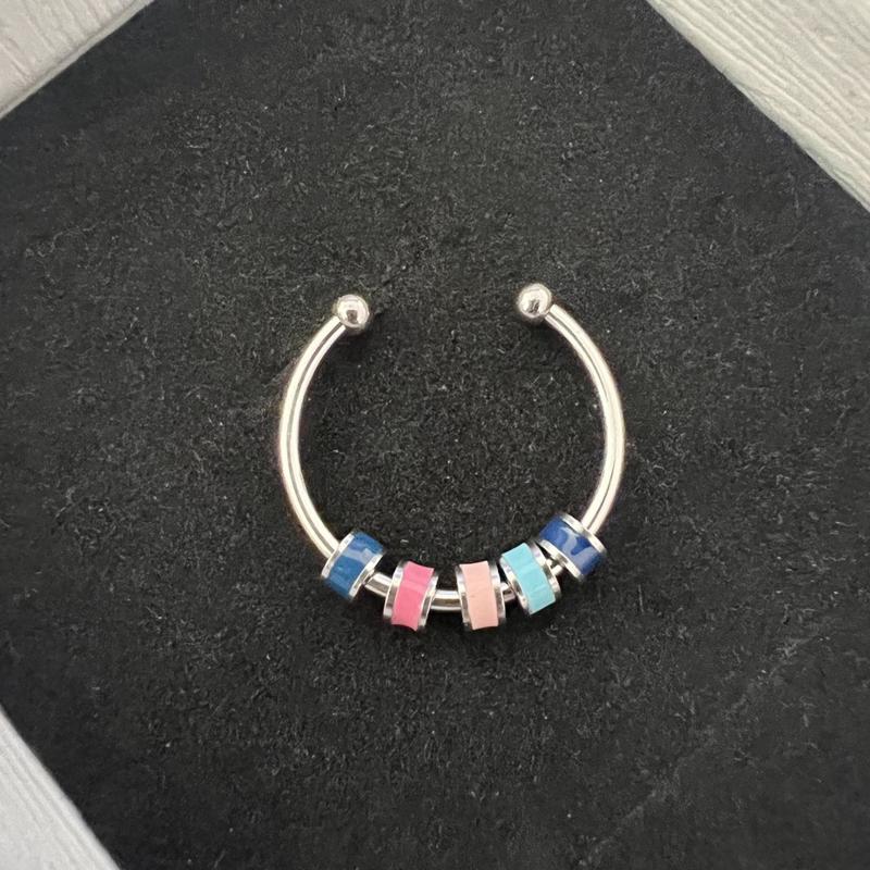 Women Men Open Ring Adjustable Anxiety Relief With Enamel Bead Opening Decoration Accessory Stacking Spinning Ring