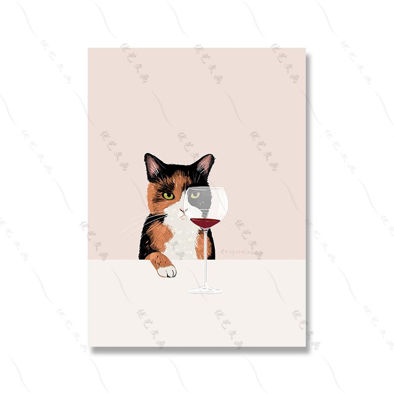 Funny Cat Poster White Cats Taste Red Wine Canvas Painting Cat Lover Gifts Kitchen Wall Art Pictures for Living Room Home Decor