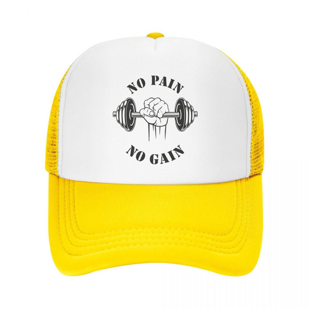 Custom No Pain No Gain Trucker Hat for Men Women Adjustable Unisex Bodybuilding Fitness Gym Baseball Cap Hip Hop Dad Hat