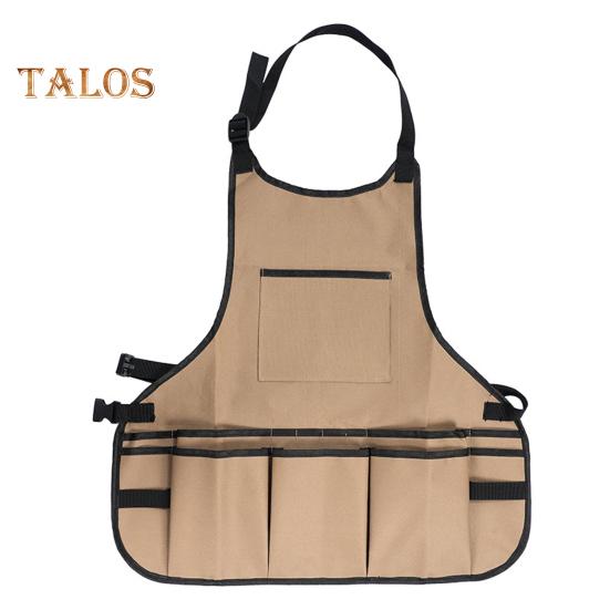 

Фартук для садового инвентаря, прочный фартук из ткани Оксфорд 600D, водонепроницаемый органайзер с 14 карманами для ландшафтного дизайна хаки