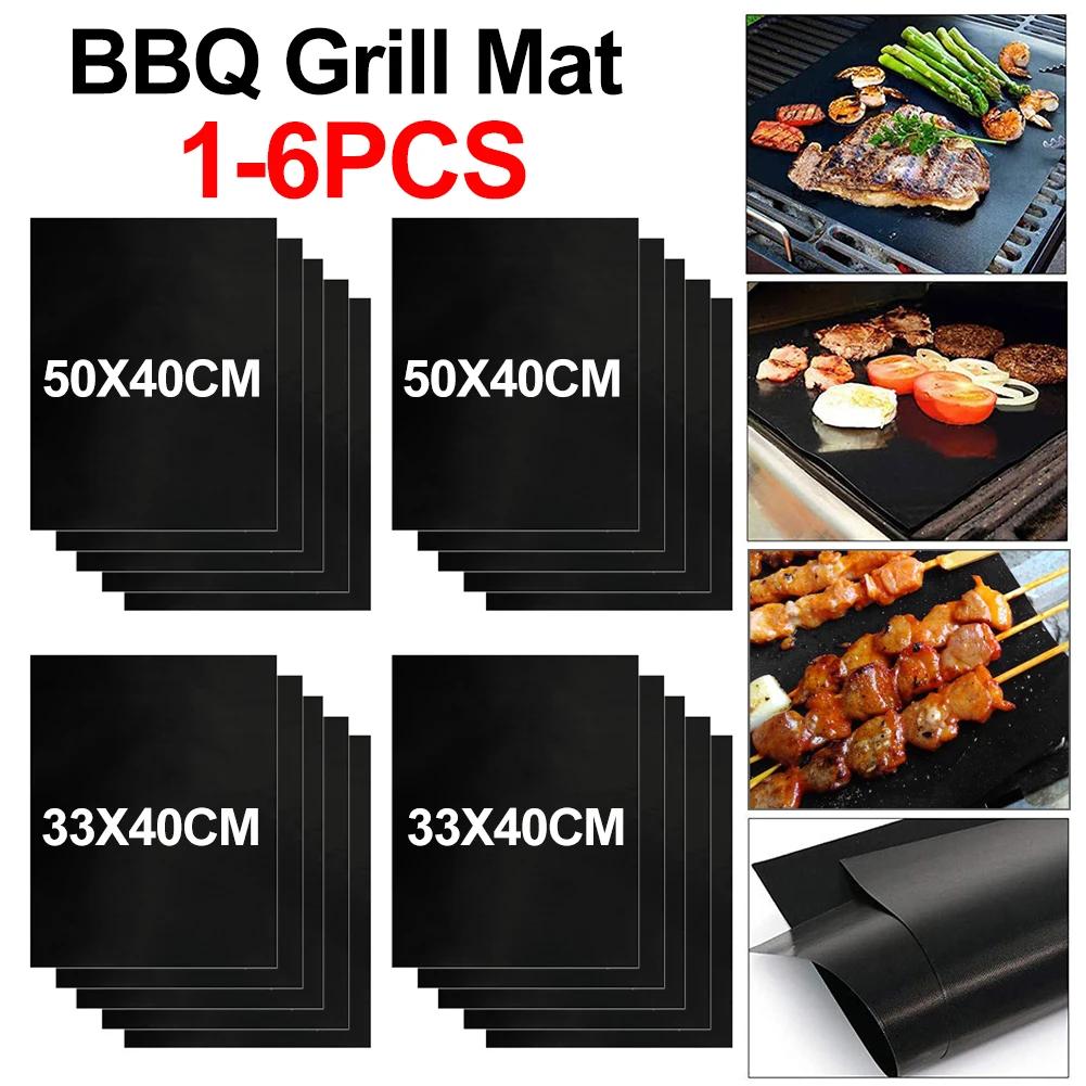 1-5 Stück BBQ-Grillmatte, Antihaft-Matte, hitzebeständige Grillmatte, Backmatte für draußen, wiederverwendbare Grillparty-Matte, 40 x 50 cm, Grillzubehör
