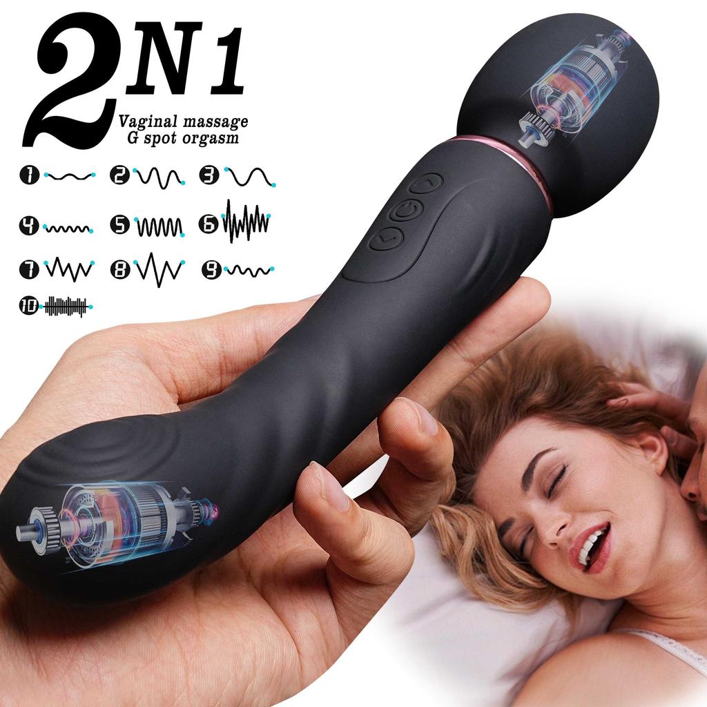 Double Ended AV Vibrator G Spot Magic Wand Clitoris Stimulator G Spot Dildo 10 Modes Strong Massager Female Sex Toys Adult Goods