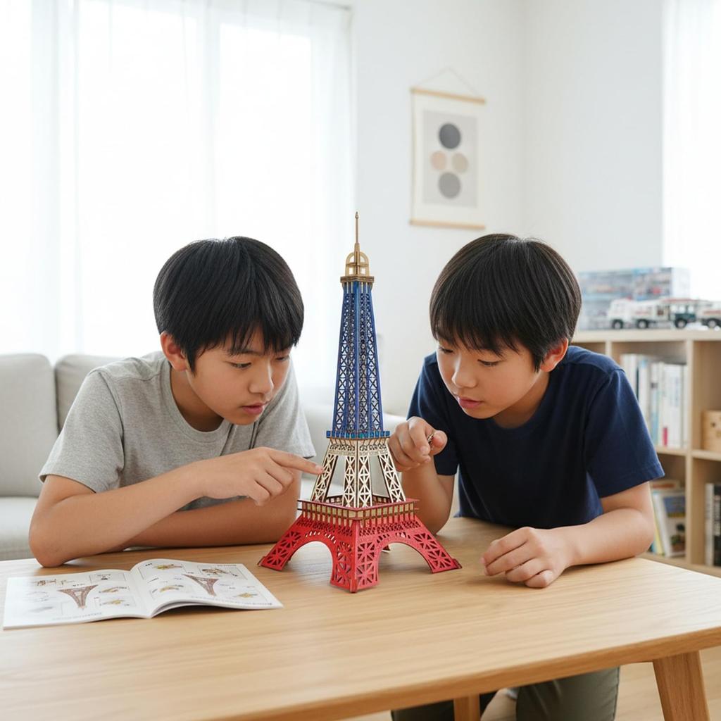 3D Wooden Wooden 3D Eiffel Tower Interior Eiffel Atmosphere Educational Birthday Gift Puzzle, Toy, Puzzle, DIY, Decoration, Train, Tower, Creation,