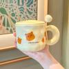 High looking Cute Little Bear Mug Mug for Boys and Girls Drinking Water Cup with Lid Spoon Couple Ceramic Cup Coffee Breakfast Cup