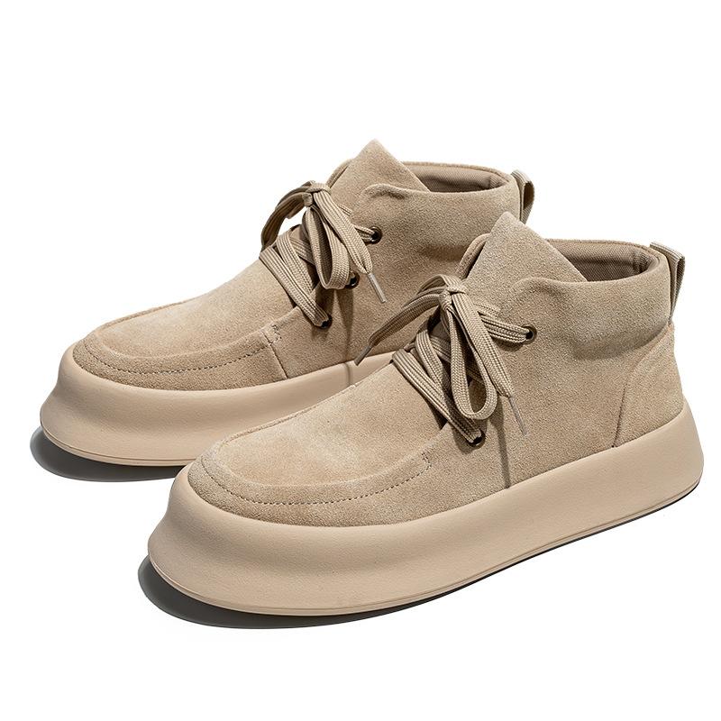Fashion Mens Casual Cowboy Desert Boots Lace-up Cow Suede Leather Flats Shoes Outdoors Work Platform Boot Spring Autumn Ankle Botas Mans