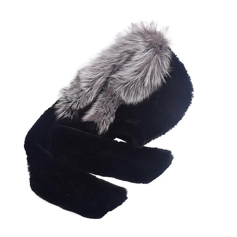 

Модная шапка из меха кролика рекс, двухсторонний шарф, интегрированная зимняя шапка, женская, теплая с капюшоном из лисьего меха One size