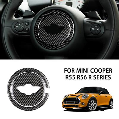 Adesivos de volante para acessórios Mini Cooper R55 R56 R Series 3D fibra de carbono interior do carro