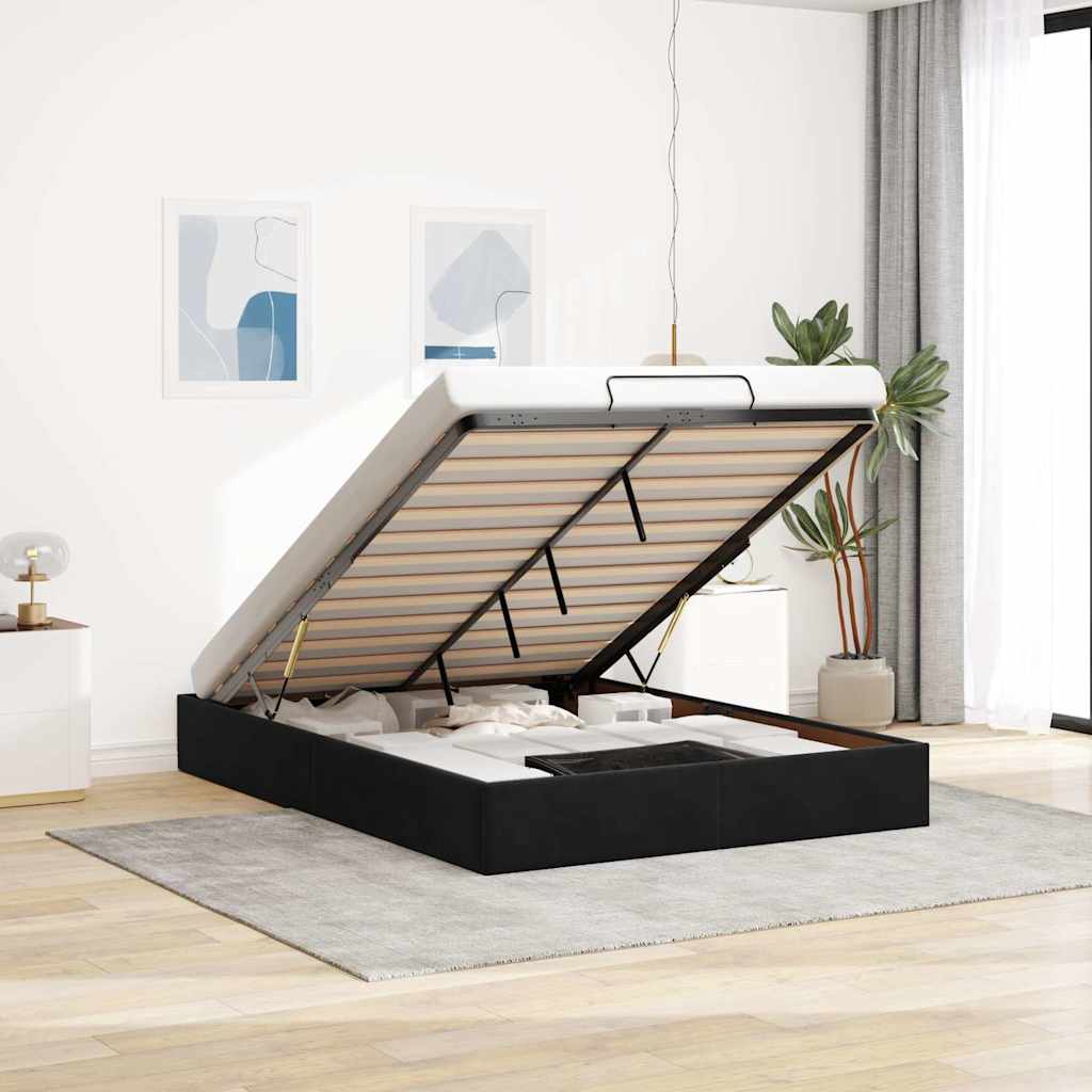 Ottoman Bed Without Mattress Black 140x200 Cm Velvet