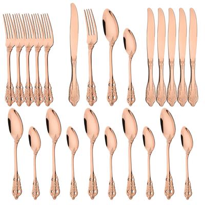 24-teiliges Besteckset Roségold Geschirr 18/10 Edelstahl Löffel Hochzeitsbesteck Gabel Messer Löffel Küchenutensilien Kupfer Geschirrset