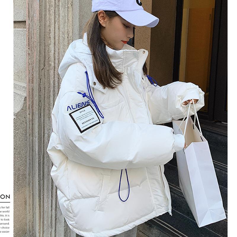 

Student Thick Jacket Hooded Fashion Bat Sleeve White Women s S чёрный