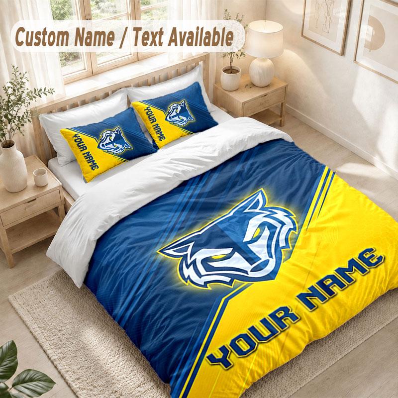 Custom Name Bedding Set 3 PiecesWarrington Wolves Print Duvet Cover + 2 Pillowcases Soft Bed Decor