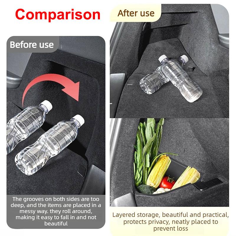 For Tesla Model Y L 2025 2026 Rear Trunk Side Storage Organizer Box TPE Bucket Cargo Bin Box Model YL Accessories Flocking Cover