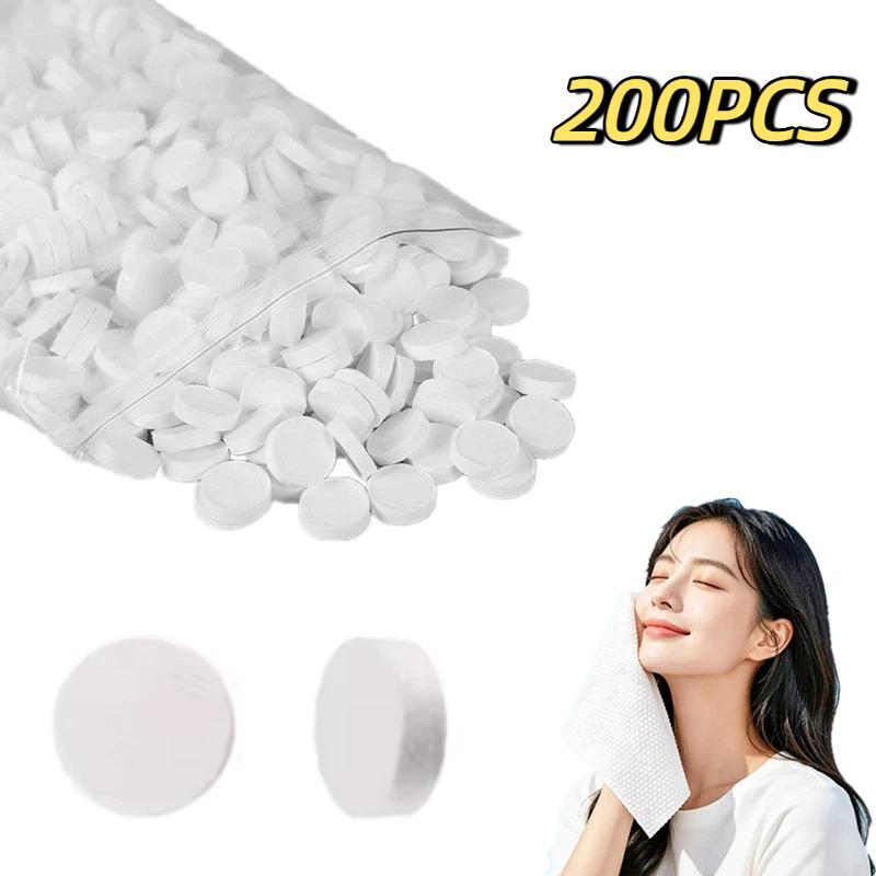 100/200 Pcs Portable Camping Compressed Towels Absorbent Face Wash Towels Travel Size Tactical Camping Supplies Disposable