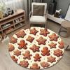 Circular Rug Gingerbread Man Snowflake Star Cookie Baking Pattern Family Room Decor