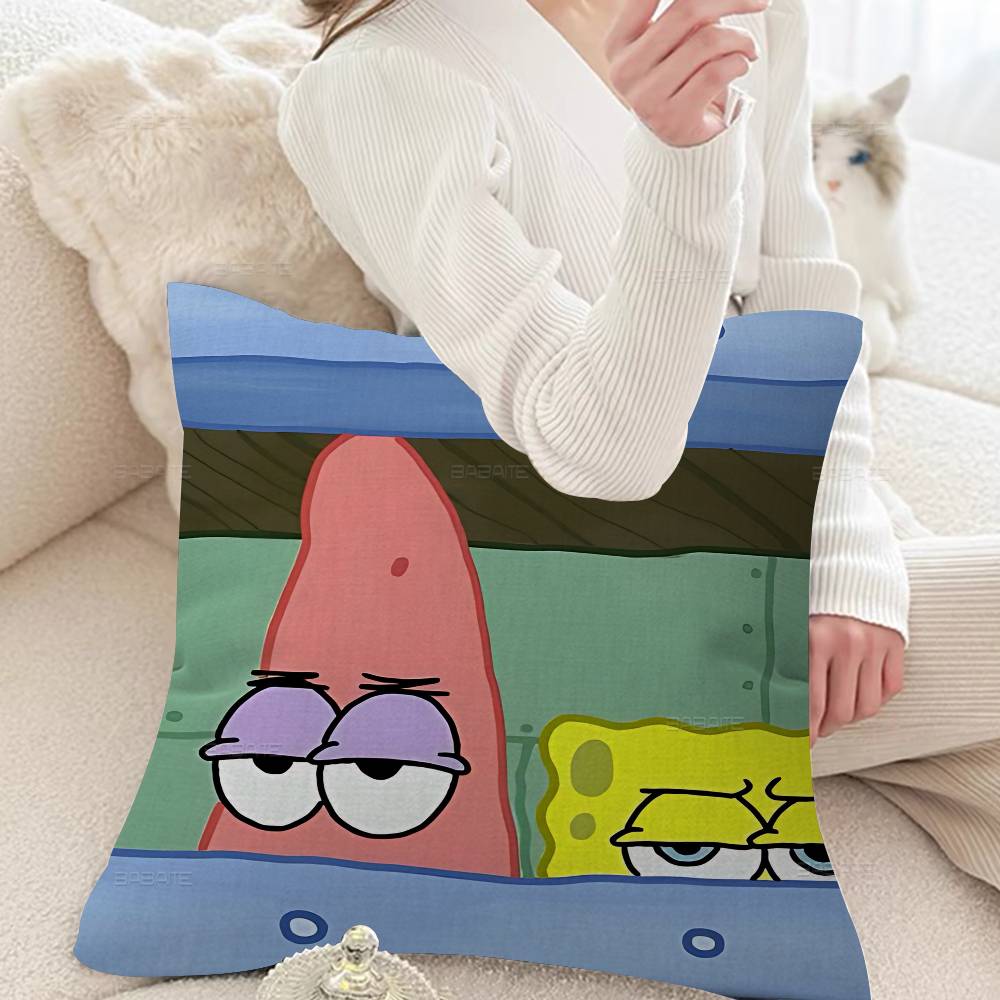 Cartoon S-Sponge-B-Bob Pillow Cushion Cover Pillowcase Living Room Sofa Home Decor