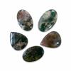 Natural Moss Agate Cabochon Set, Dendritic Moss Agate Loose Gemstones, Mixed Shape Moss Agate Cabochons for Jewelry Making, 5 Piece Gemstone Set