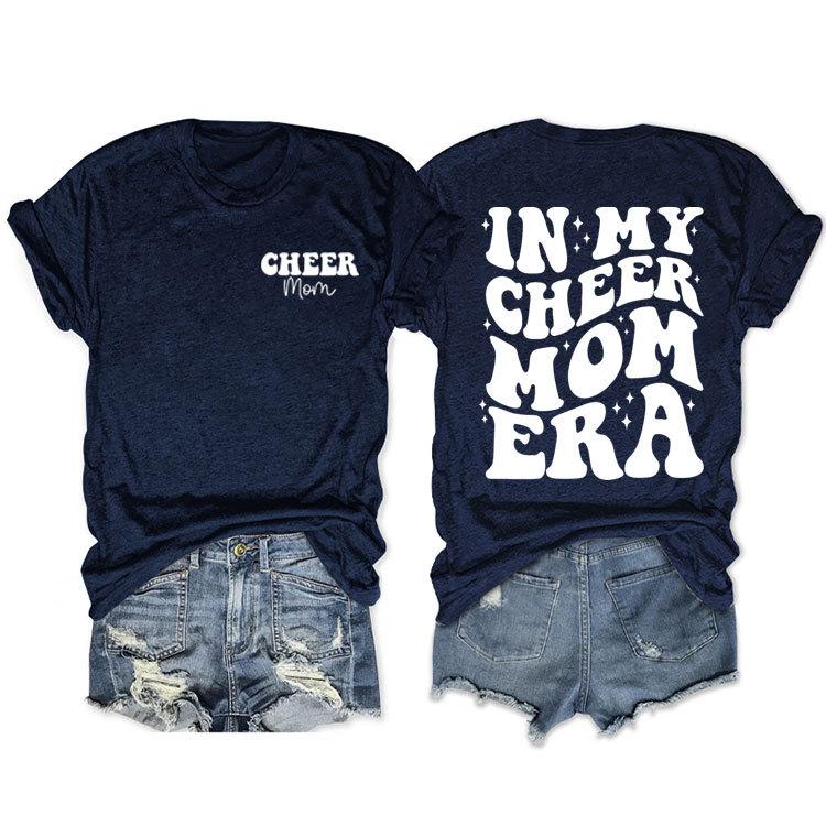 In my cheer mom era cheer mom crew neck casual T-shirt double-sided printing loose short sleeves