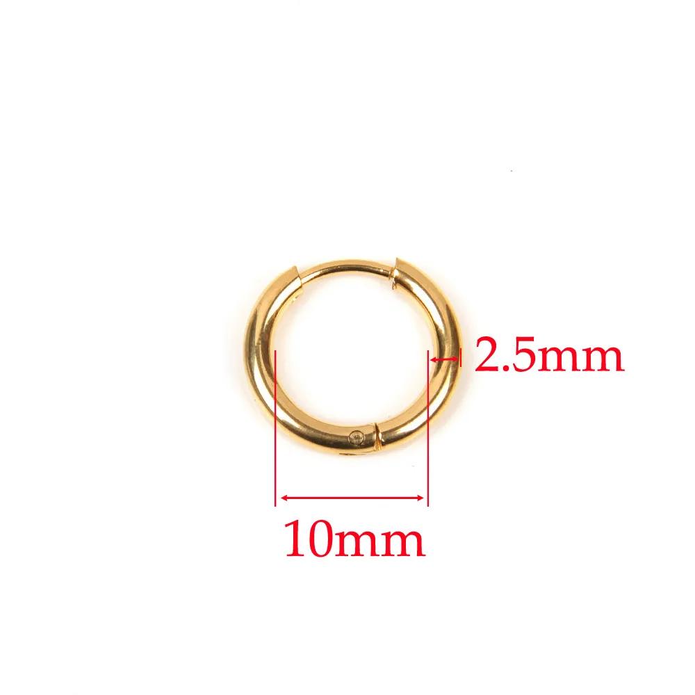 10 Stück 316L Edelstahl Creolen Ohrringe Damen Herren Punk Hiphop Kreisförmige Ohrstecker Ring Schmuck Goldfarbe Zubehör Großhandel