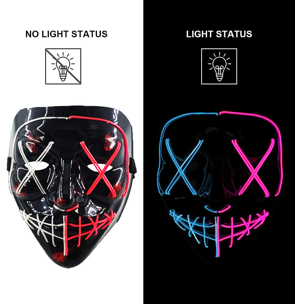 Draadloze Neon Lichtgevende Purge Maskers Cosplay Gloeiend Masker Volwassene Verlicht Verkleedmaskers Hoofddeksel Eng masker Accessoires
