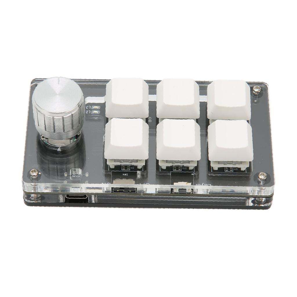 6 Key Mini Keypad with Knob Blue Switch Wired USB Wireless Bluetooth Dual Mode Connection DIY Programmable Mechanical