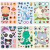 6 Photos/pack of Cute Panda Dinosaur Mixed Puzzle Face Change Stickers Children's Graffiti Educational Toys