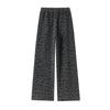 Velvet Leopard Print Wide-Leg Women's High Waist Casual Pants