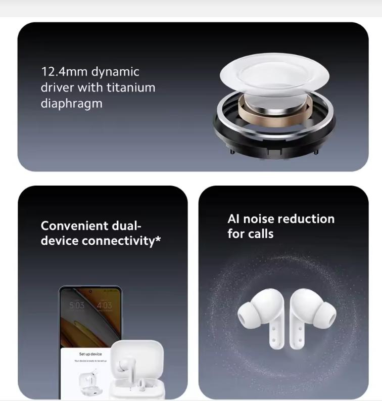 Xiaomi Redmi Buds 5 Earphone 46dB Active Noise Cancellation Bluetooth 5.3 TWS ANC Headset 40h Long Battery Life Touch Control