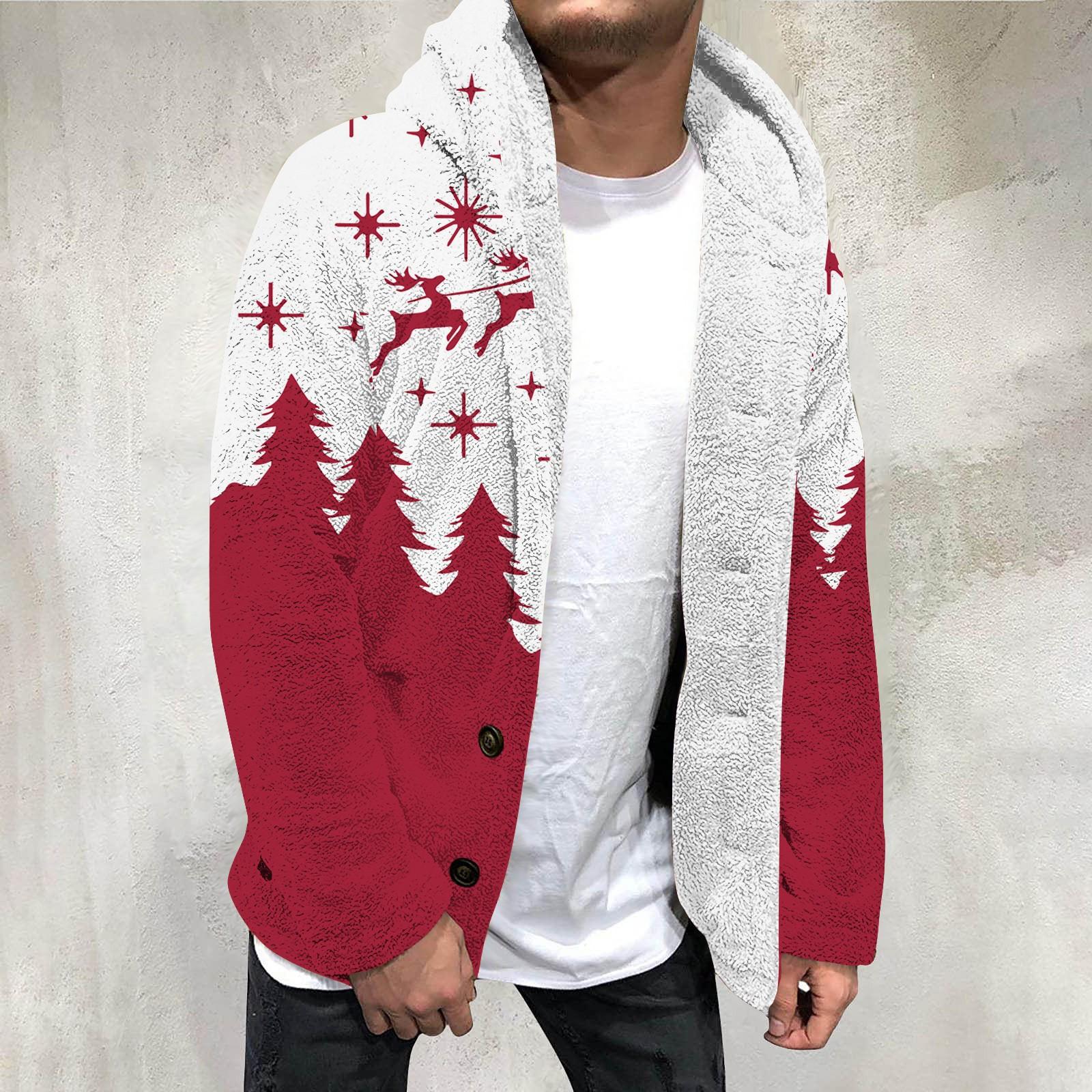 

Мужская повседневная теплая универсальная утолщенная плюшевая клетчатая куртка L красный