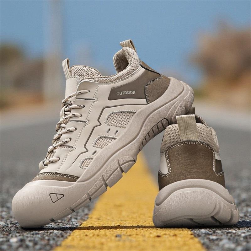Men's Non-Slip Outdoor Sneakers New Leather Treking Footwear for Men Casual Hiking Shoes Travel Climbing Camping Trainers