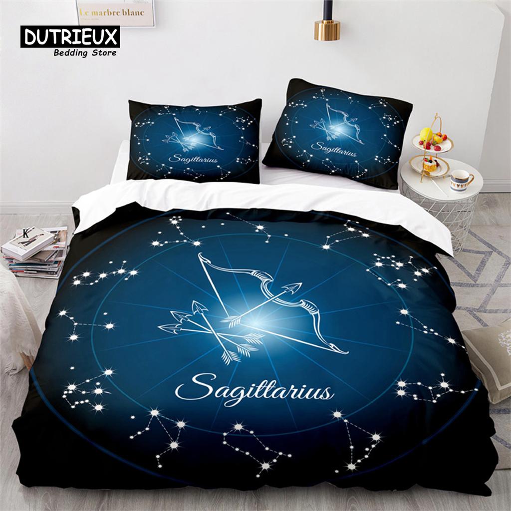 Twelve Constellation Bedding Set For Kids Child Girls Boys 3D Print Cancer Duvet Cover Mystery Galaxy Comforter Cover Pillowcase