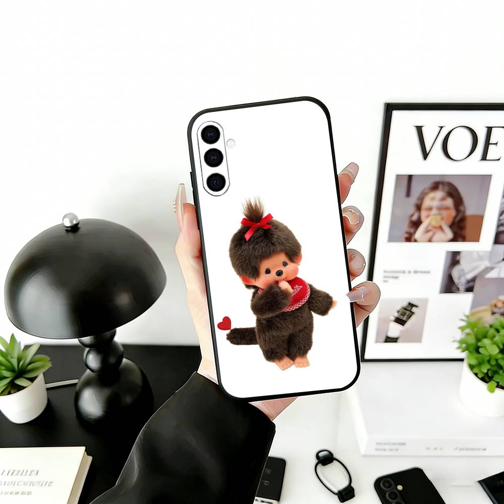 C-Cute M-monchhichis-s Phone Case Black Silicone Soft For Samsung Galaxy A73,A72,A71,A70,A53,A52,A51