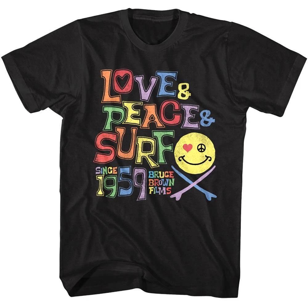 Bruce Brown Films Love Peace & Surf Men s T Shirt XL