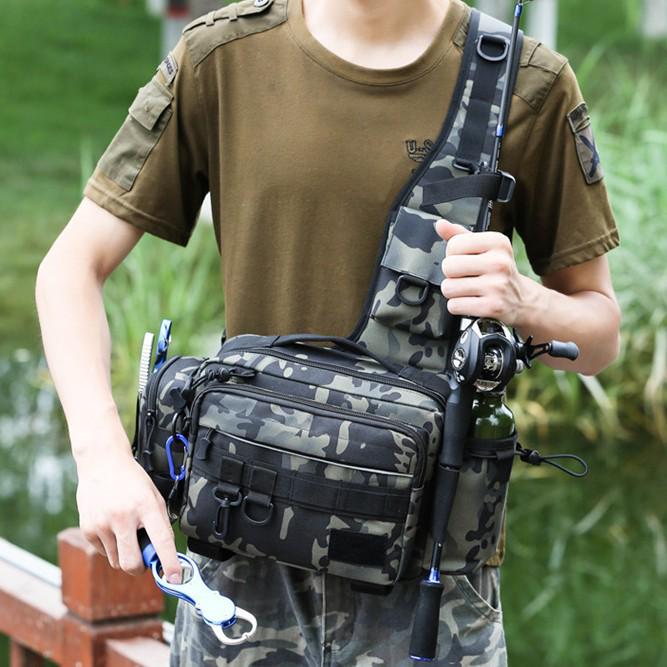 Multifunctional Fishing Waist & Crossbody Bag with Large Capacity for Rods and Tackle
