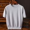 Short Sleeved Men's Round Neck Thin Summer T-shirt Base Shirt Loose Half Sleeved Knitted Shirt Top Size
