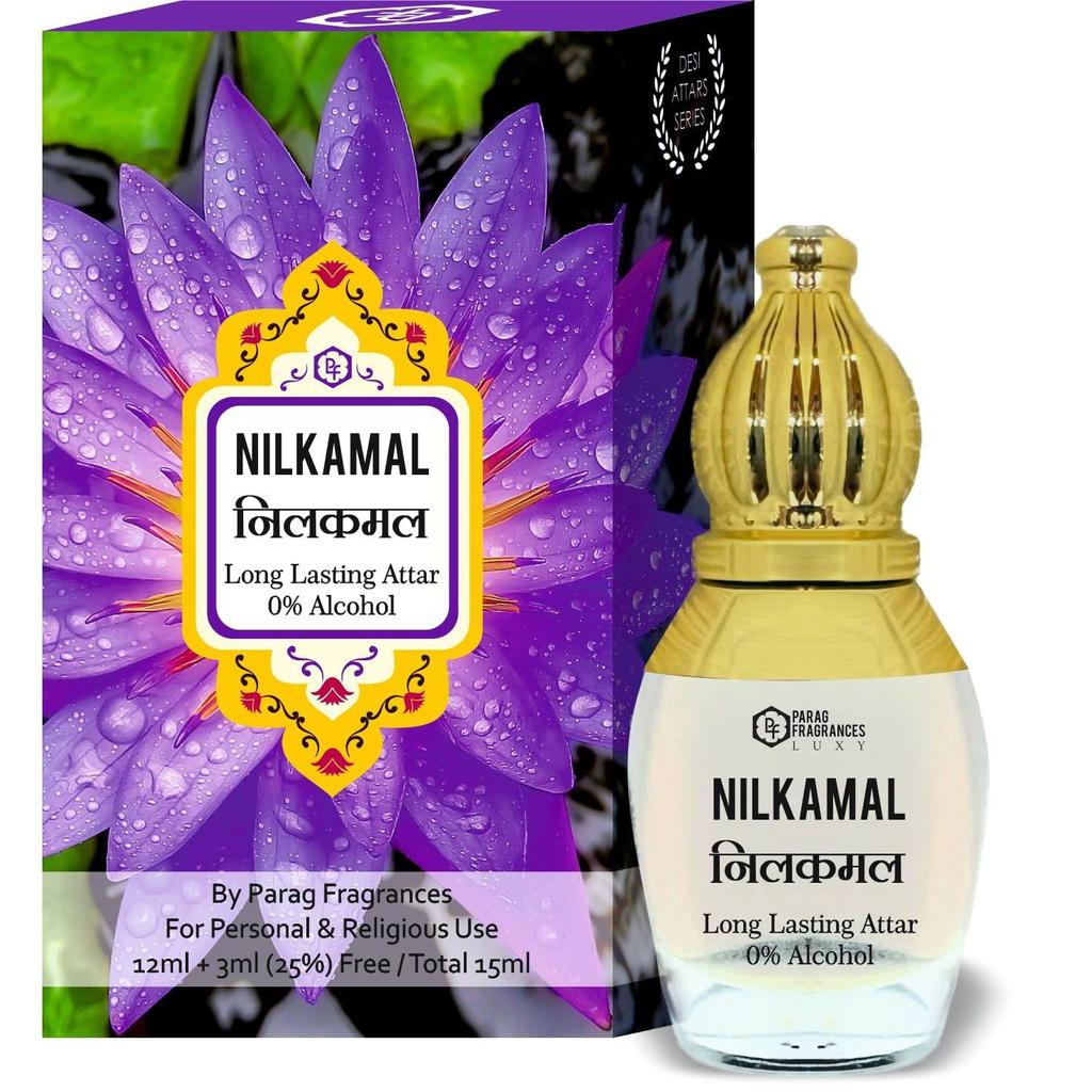 Parag Fragrances Desi Attar Series 12ml + 3ml Free / 15ml (Natural & Long Lasting Fragrance) Alcohol Free Attar/Itra For Personal & Religious Us