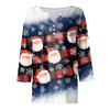 Women's T Shirt Tee Christmas Printed Button 3/4 Sleeve Tunic Daily Weekend Fashion Basic V- Neck Regular Top